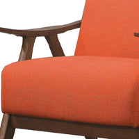 Fabric Upholstered Accent Chair with Curved Armrests, Orange - BM219776