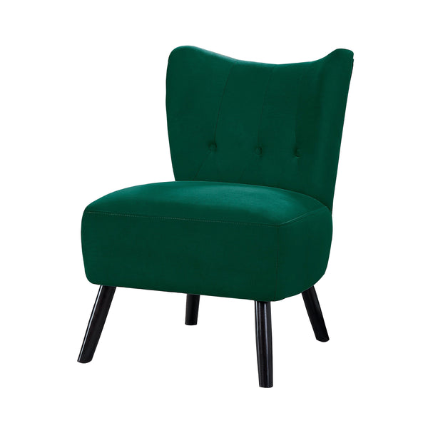 Upholstered Armless Accent Chair with Flared Back and Button Tufting, Green - BM219777