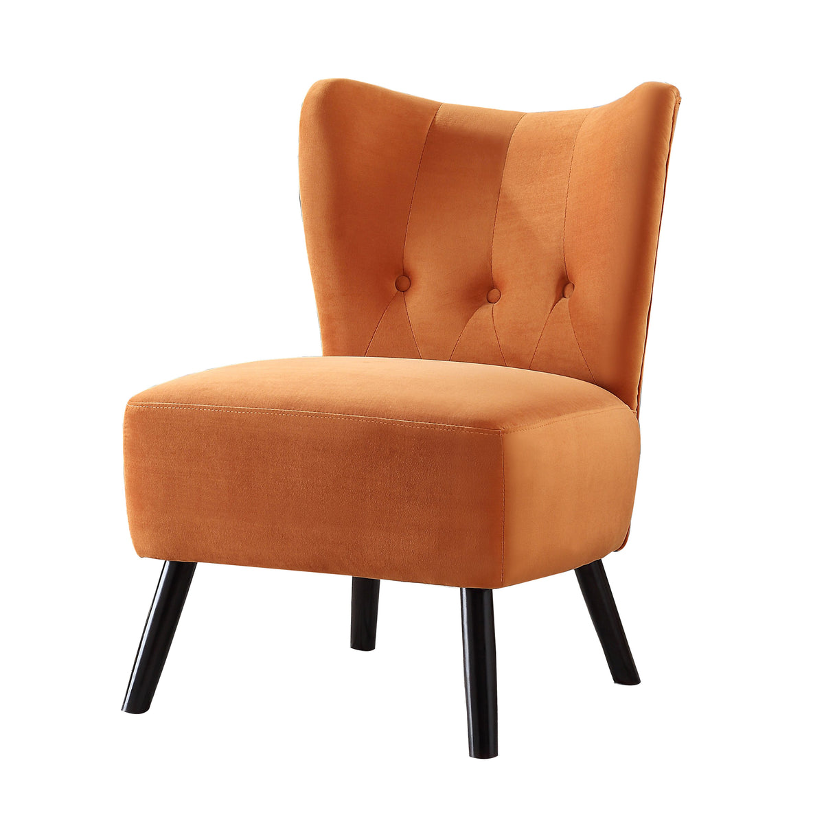 Upholstered Armless Accent Chair with Flared Back and Button Tufting, Orange - BM219780
