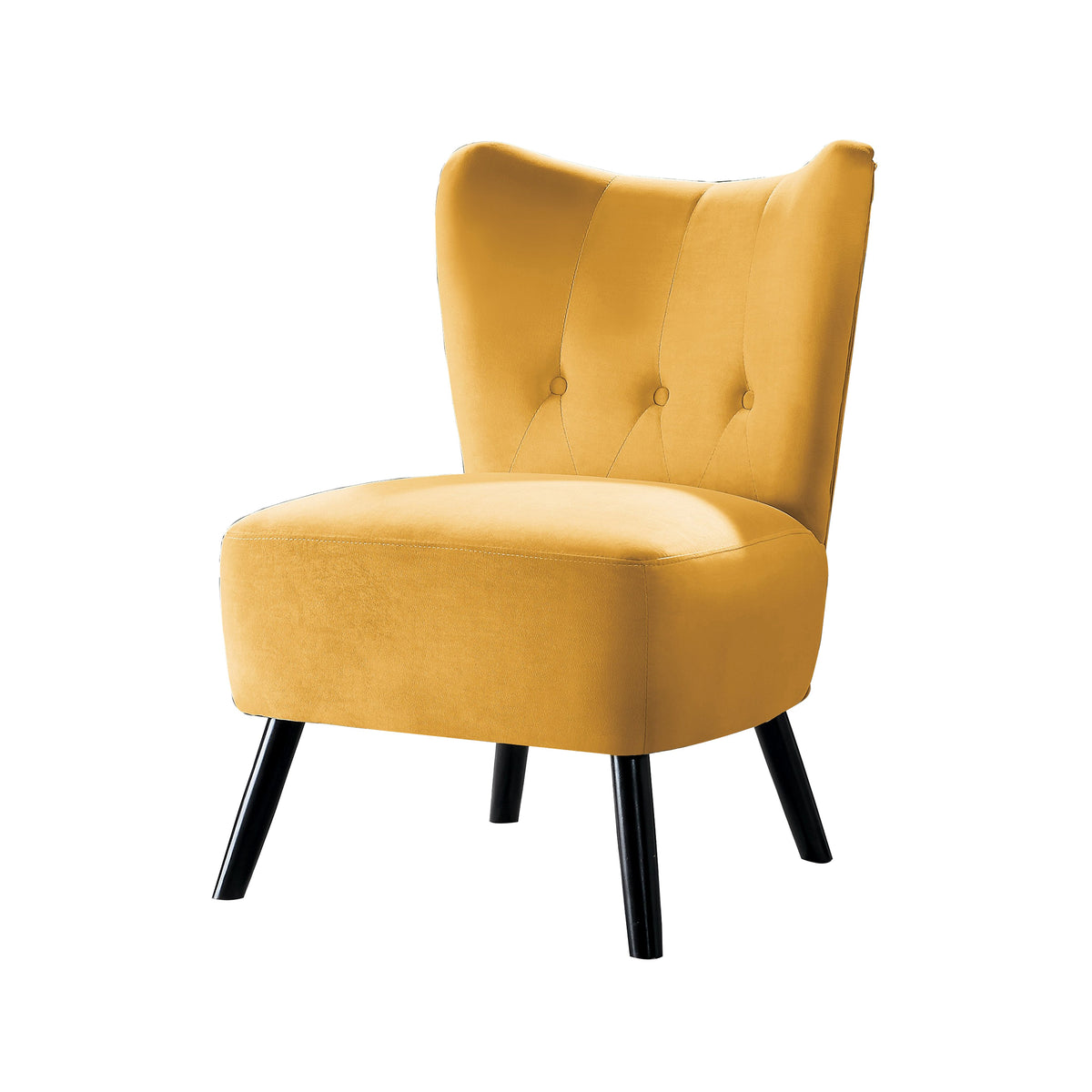 Upholstered Armless Accent Chair with Flared Back and Button Tufting, Yellow - BM219781