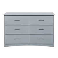 Transitional Wooden Dresser with 6 Drawers and Recessed Handles, Gray - BM219868