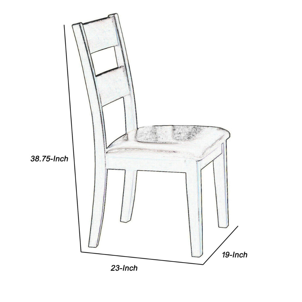 Leatherette Padded Side Chair Ladder Design Back, Set of 2, Brown and Black - BM219924