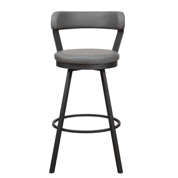 Leatherette Pub Chair with Curved Design Open Backrest, Set of 2,Light Gray - BM219936