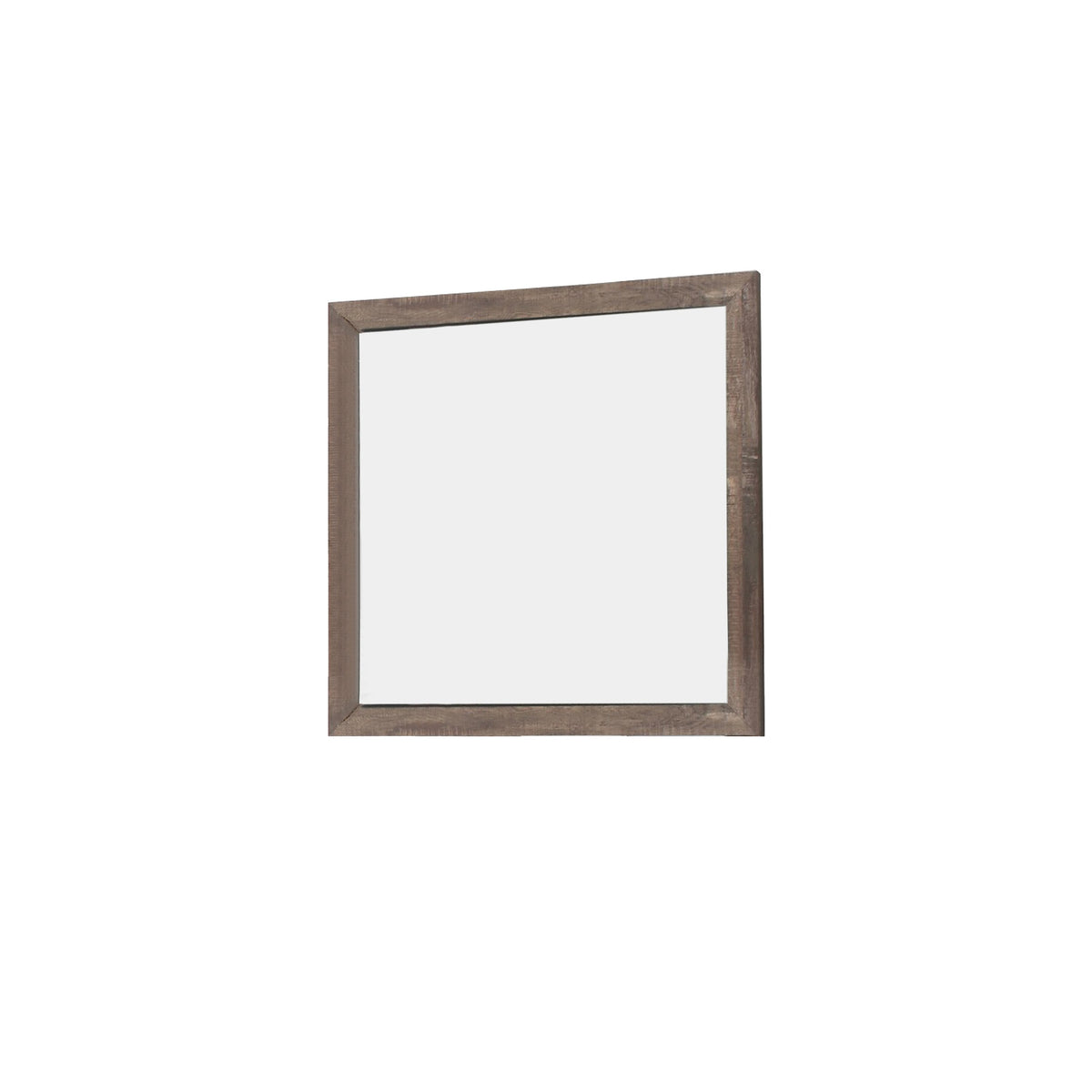 Transitional Square Shape Wooden Frame Mirror with Textured Details, Brown - BM219990