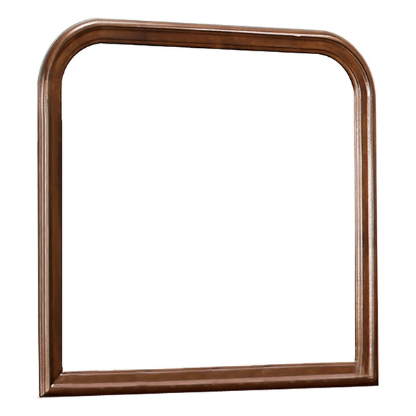 Arched Molded Design Wooden Frame Mirror, Cherry Brown and Silver - BM220090