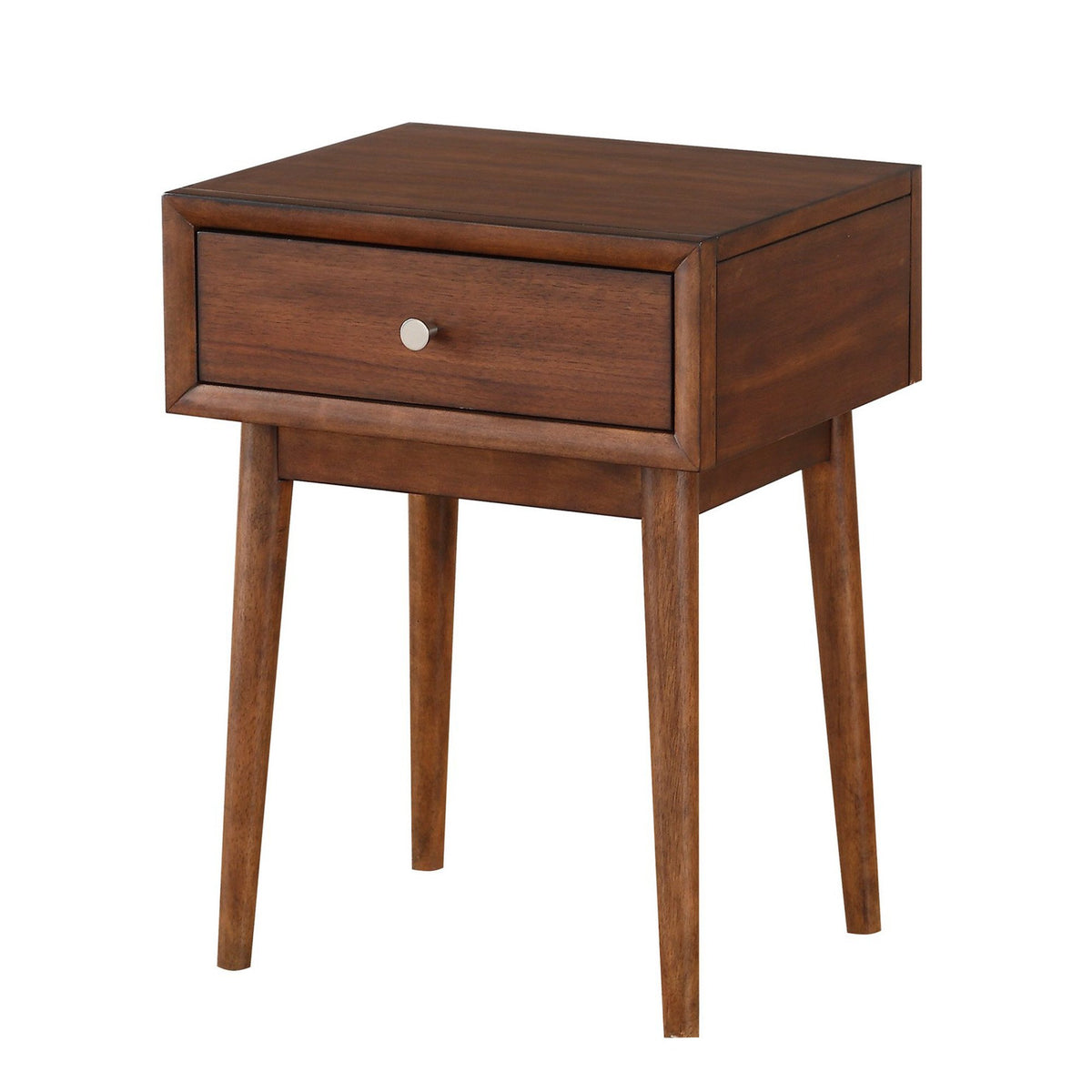 1 Drawer Wooden End Table with Splayed Legs, Walnut Brown - BM220114
