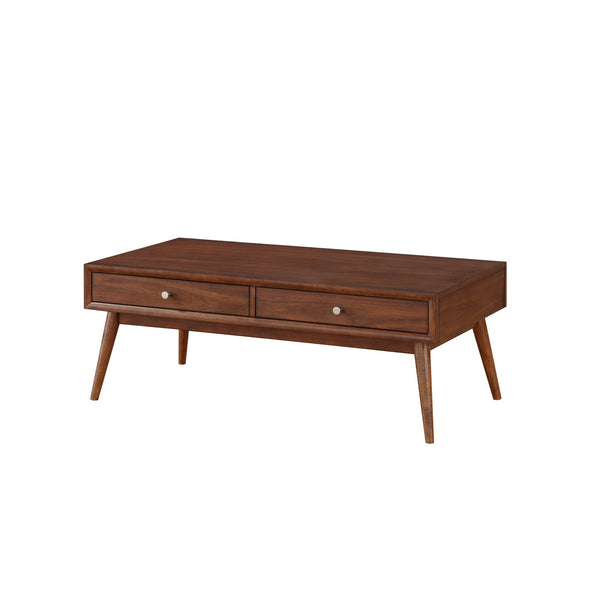 2 Drawer Wooden Coffee Table with Splayed Legs, Walnut Brown - BM220118