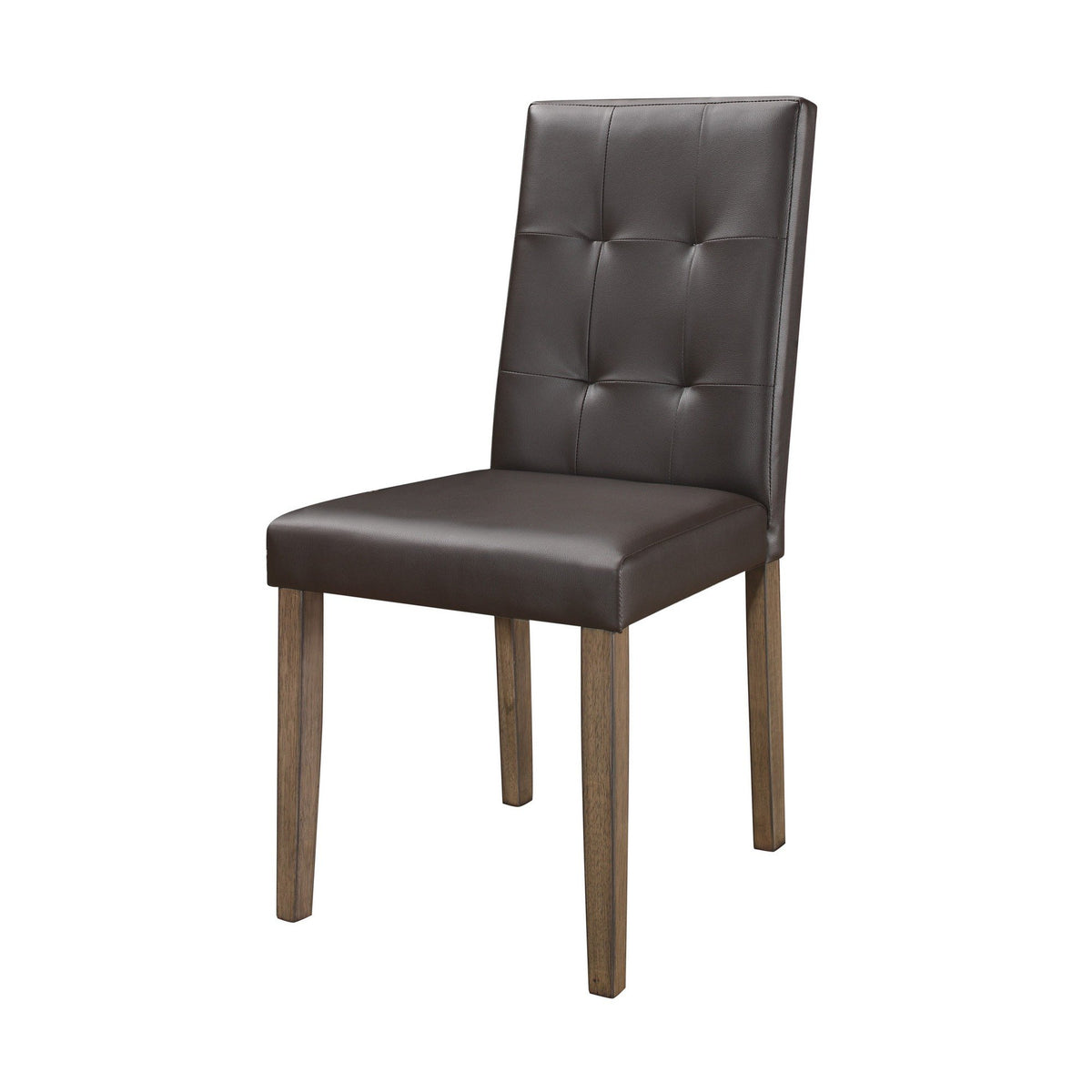 Leatherette Side Chair with Tufted Backrest, Set of 2, Espresso Brown - BM220146