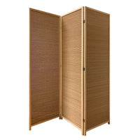 3 Panel Bamboo Shade Roll Room Divider, Natural Brown - BM220191