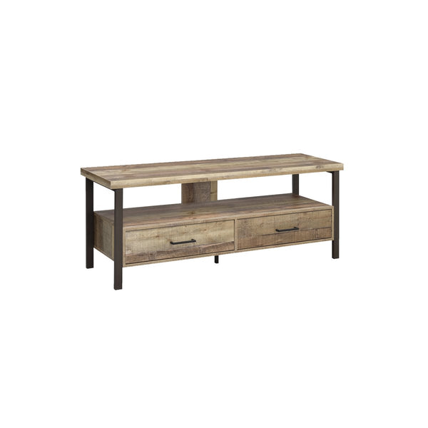 59 Inch Wooden TV Console with 2 Storage Drawers and Open Shelf, Brown - BM220229