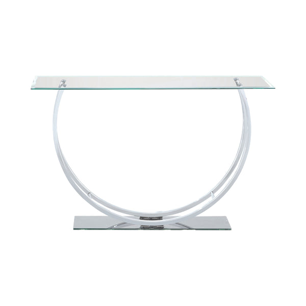 Contemporary U Shape Glass Tabletop Sofa Table, Silver - BM220321