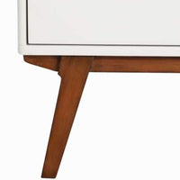 2 Drawer Wooden Nightstand with Angled Legs, White and Brown - BM220496