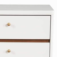 2 Drawer Wooden Nightstand with Angled Legs, White and Brown - BM220496