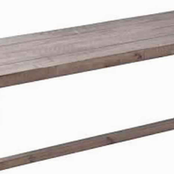 Farmhouse Wooden Dining Bench with Grain Details and Plank Top, Brown - BM220511