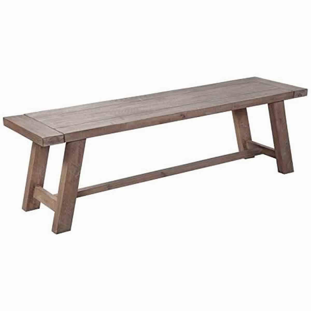 Farmhouse Wooden Dining Bench with Grain Details and Plank Top, Brown - BM220511