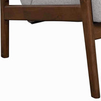 Fabric Upholstered Mid Century Wooden Lounge Chair, Gray and Brown - BM220535