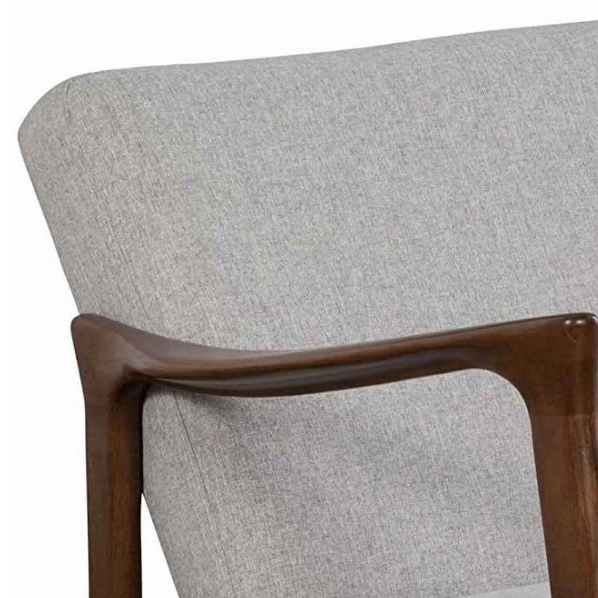 Fabric Upholstered Mid Century Wooden Lounge Chair, Gray and Brown - BM220535