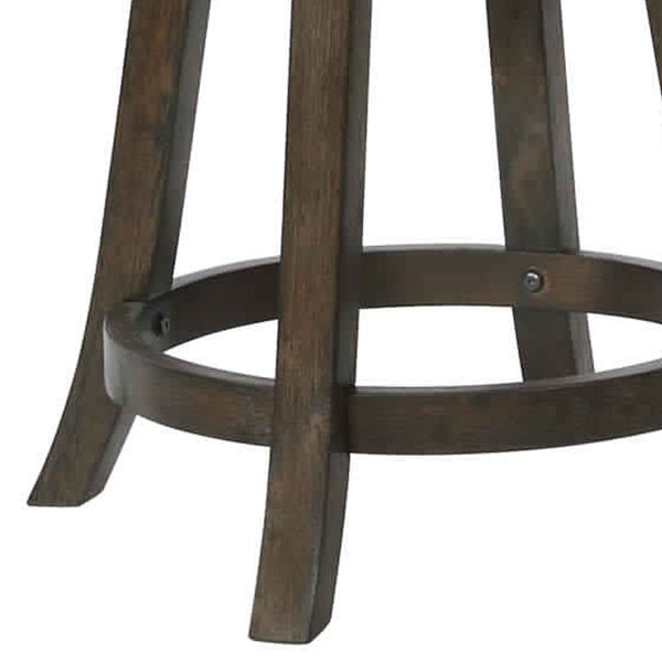 Curved Back Swivel Pub stool with Leatherette Seat,Set of 2, Gray and Brown - BM220560