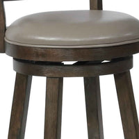 Curved Back Swivel Pub stool with Leatherette Seat,Set of 2, Gray and Brown - BM220560