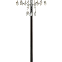 Round Fabric Wrapped Floor Lamp with Crystal Inlay, Gray and Silver - BM220568