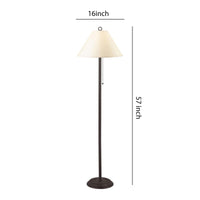 Metal Floor Lamp with Pull Chain Switch and Paper Shade, Off White and Black - BM220649