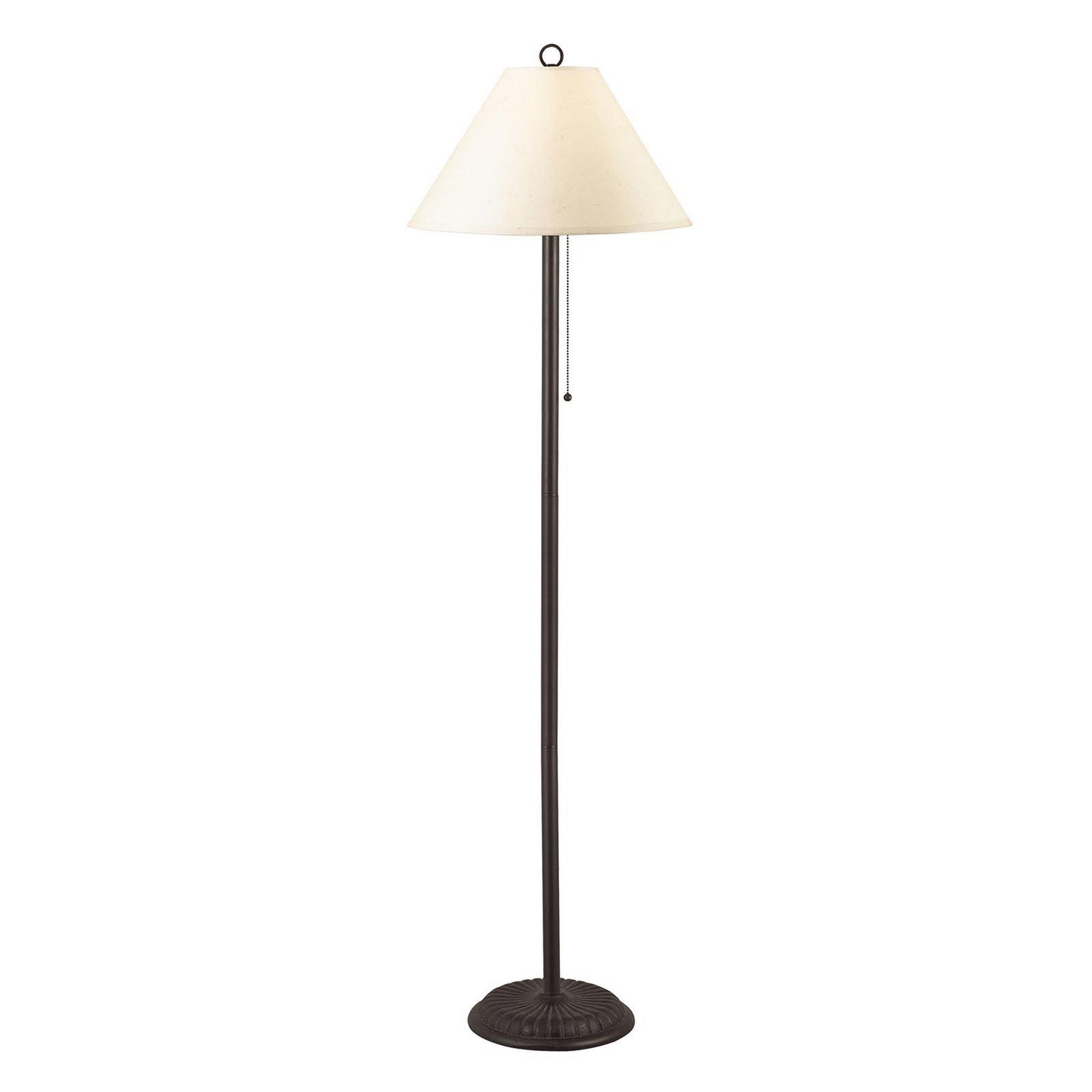 benzara Metal Floor Lamp with Pull Chain Switch and Paper Shade Off White and Black - BM220649