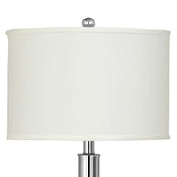 Metal Table Lamp with Tubular Support and Push Through Switch, Silver - BM220722