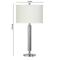 Metal Table Lamp with Tubular Support and Push Through Switch, Silver - BM220722