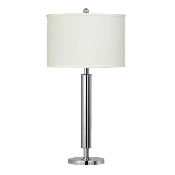 Metal Table Lamp with Tubular Support and Push Through Switch, Silver - BM220722