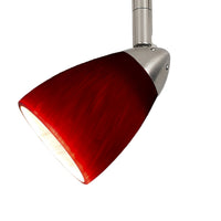 Hand Blown Glass Shade Track Light Head with Metal Frame, Red and Silver - BM220748