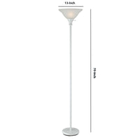 3 Way Torchiere Floor Lamp with Frosted Glass shade and Stable Base, White - BM220817