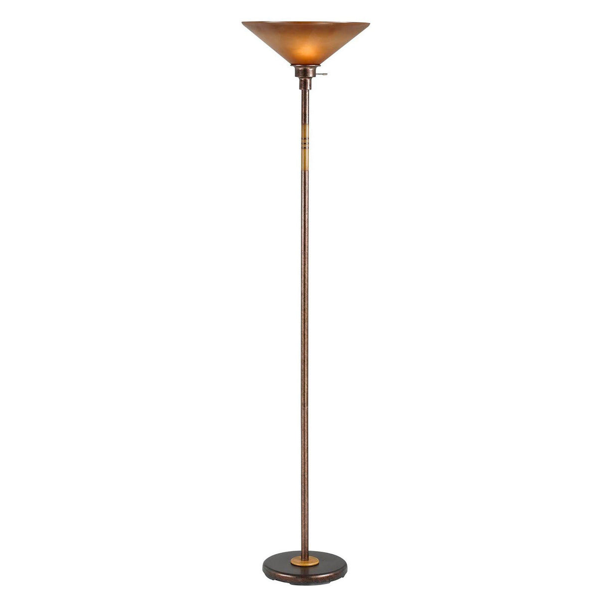 3 Way Torchiere Floor Lamp with Frosted Glass shade and Stable Base, Bronze - BM220832