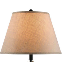 3 Way Metal Body Table Lamp with Swing Arm and Conical Fabric Shade, Black - BM220834
