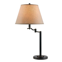 3 Way Metal Body Table Lamp with Swing Arm and Conical Fabric Shade, Black - BM220834