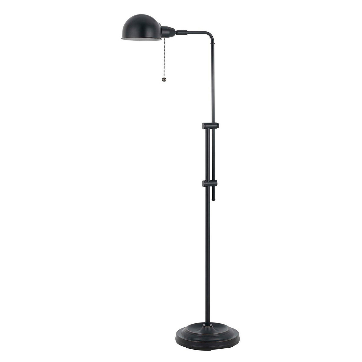 Adjustable Height Metal Pharmacy Lamp with Pull Chain Switch, Black - BM220838