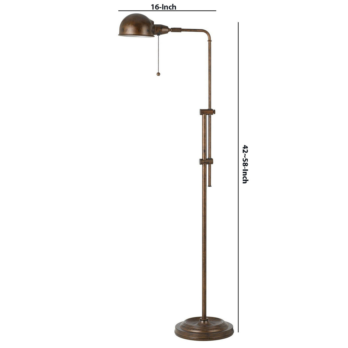 Adjustable Height Metal Pharmacy Lamp with Pull Chain Switch, Bronze - BM220839