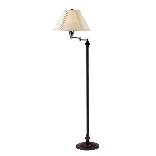 150 Watt Metal Floor Lamp with Swing Arm and Fabric Conical Shade, Black - BM220861