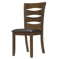 Transitional Ladder Back Side Chair with Leatherette Seat, Set of 2, Brown - BM220891