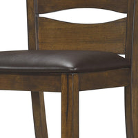 Transitional Ladder Back Side Chair with Leatherette Seat, Set of 2, Brown - BM220891