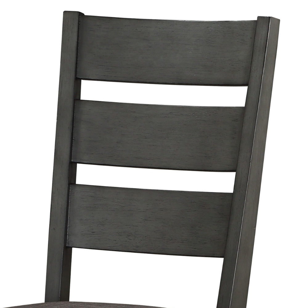 Transitional Wooden Side Chair, Fabric Padded Seat, Set of 2, Gray - BM220920