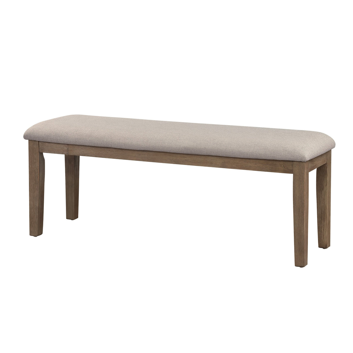 Rectangular Style Wooden Bench with Fabric Upholstered Seat,Brown and Beige - BM220934