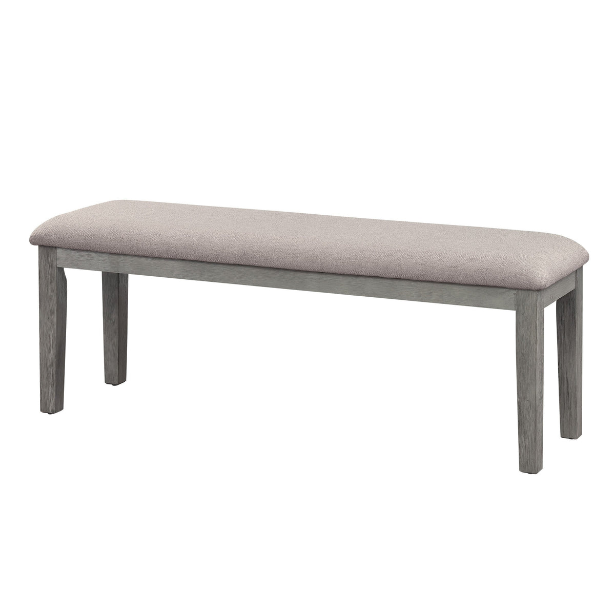 Rectangular Style Wooden Bench with Fabric Upholstered Seat, Gray - BM220936