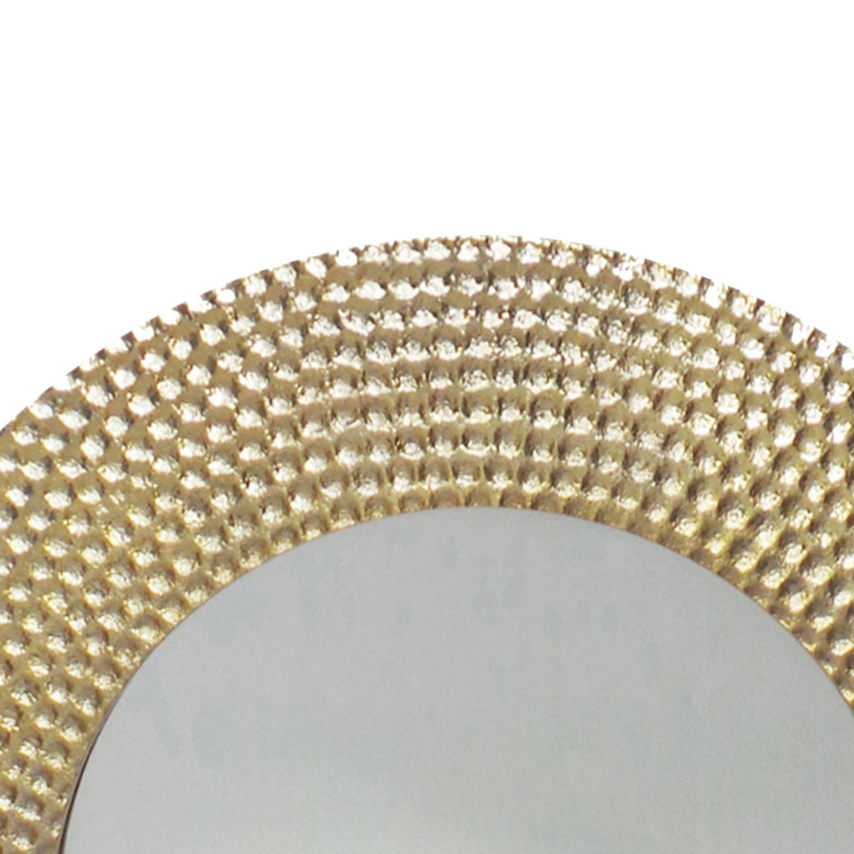 Hammered Metal Frame Round Standing Mirror with Block Base, Large, Gold - BM220979