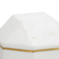 6 Inches Marble Frame Octagonal Orb with Stable Base, White - BM221017