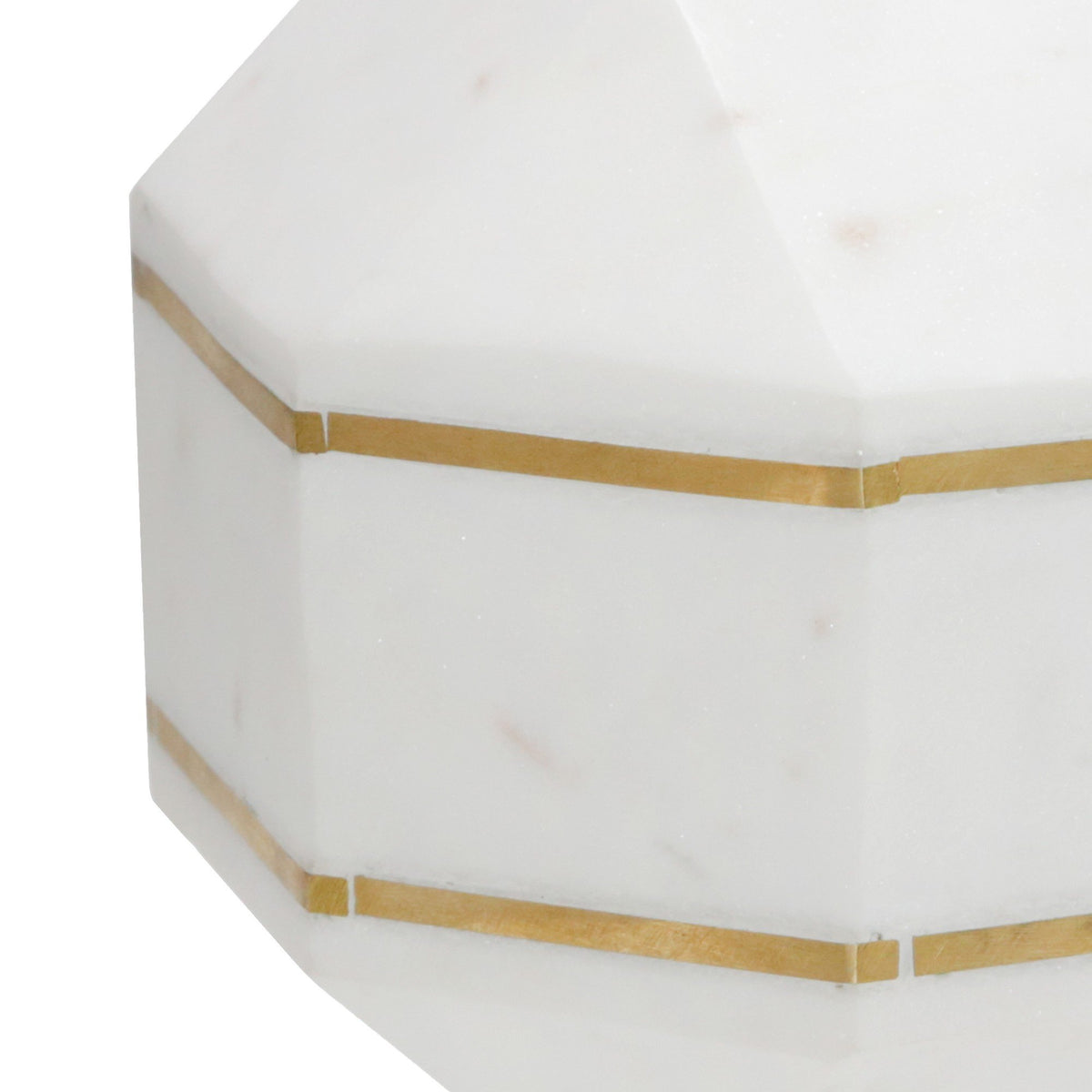 6 Inches Marble Frame Octagonal Orb with Stable Base, White - BM221017