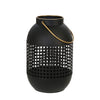 11 Inches Metal Lantern, Modern, Cage Design, Handle, Black and Gold - BM221029