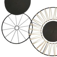 Circular 5 Piece Metal Wall Decor with Wheel and Plate Design, Black - BM221153