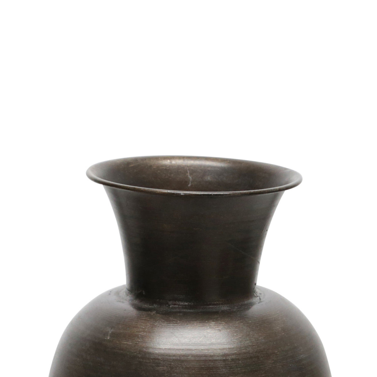 15 Inch Metal Jar with Wooden Accent and Flared Opening,Black and Brown - BM221171