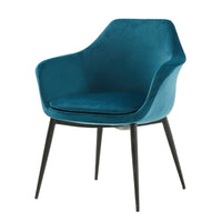 Velvet Upholstered Dining Chair with Padded Seat, Blue - BM221193