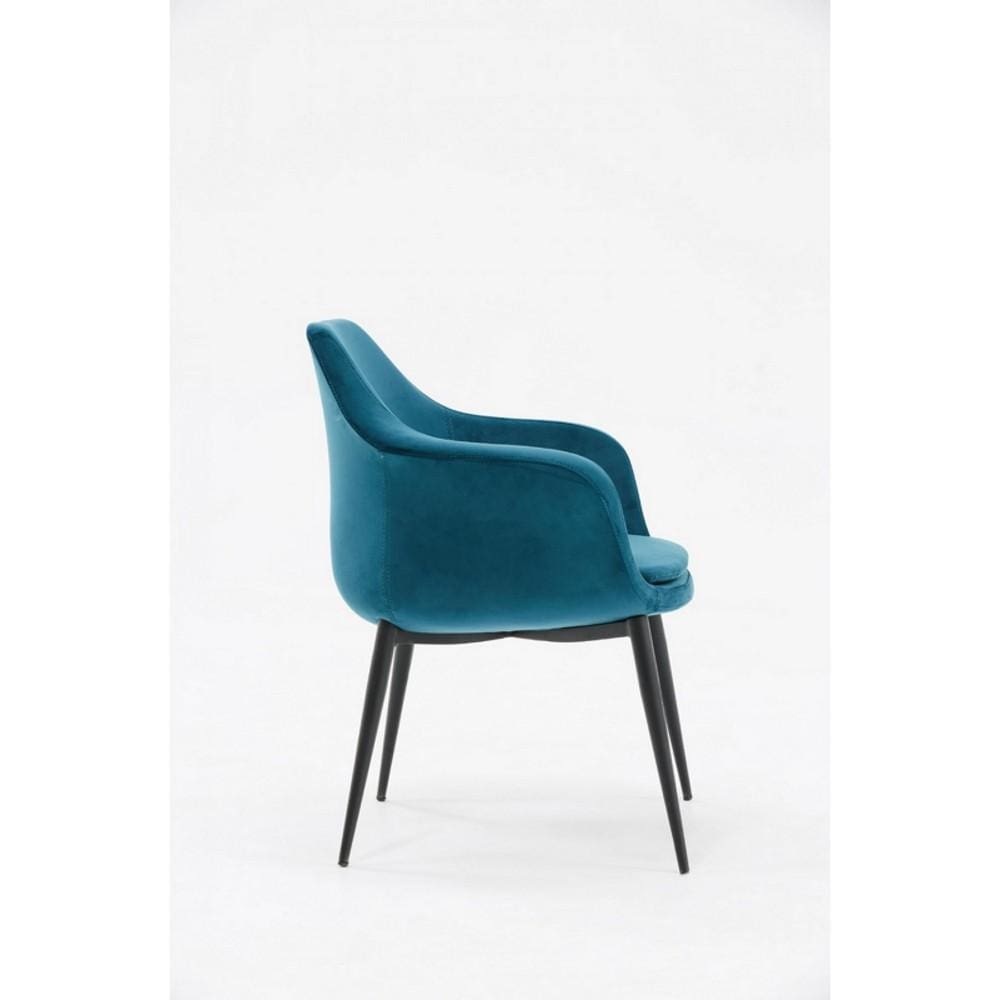 Velvet Upholstered Dining Chair with Padded Seat, Blue - BM221193